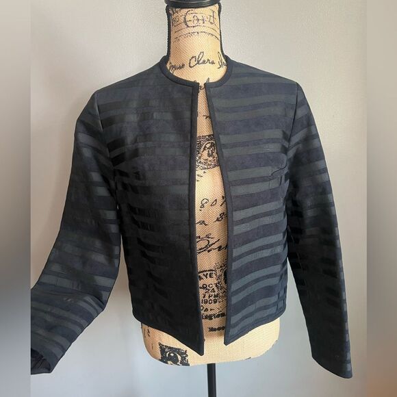 Vintage Gino Rossi for Wilson ultra suede black open blazer career office - Picture 4 of 9